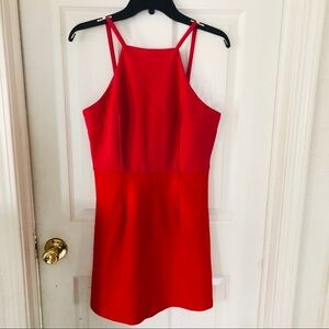 NWOT pink & red two tone halter spaghetti strap mini stretch dress size large